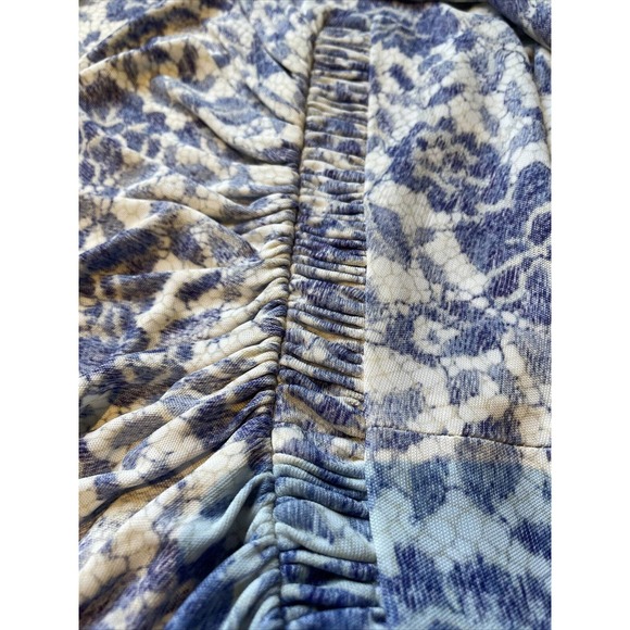 Luisa Beccaria Dress Size 42 periwinkle blue white knit shirred front Italy - Picture 12 of 14